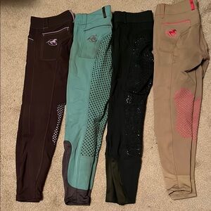 Piper smartpak breeches lot Set Black Green Tan brown knee patch full seat 24